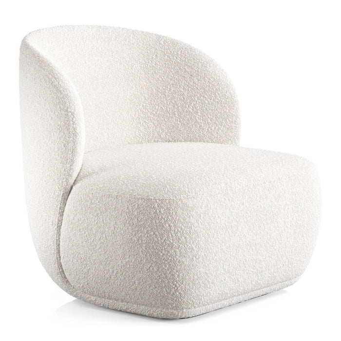 Boucle Mod Wingback Chair - White