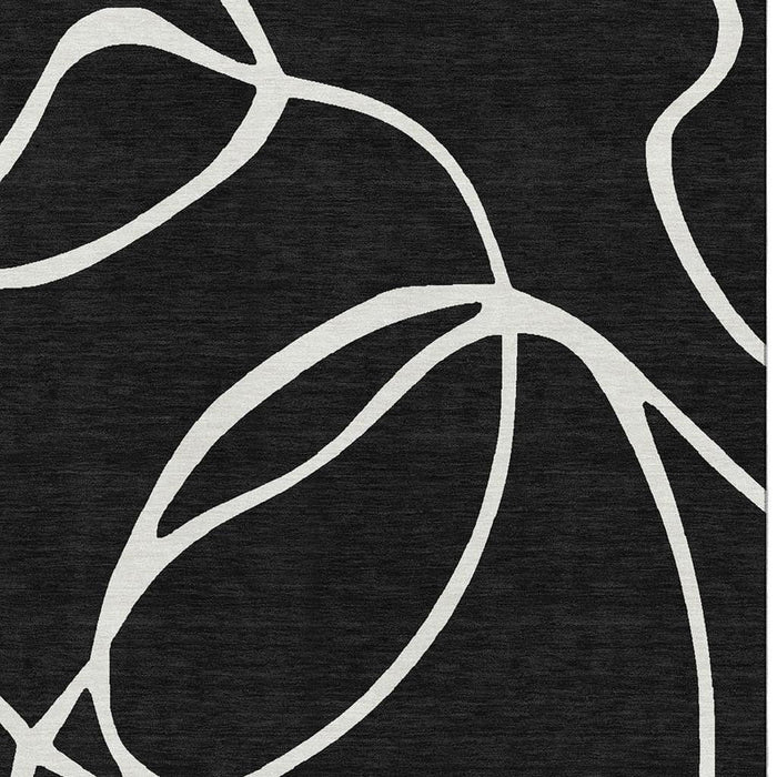 10' X 14' Abstract Washable Area Rug With UV Protection (678622) - Black / Ivory