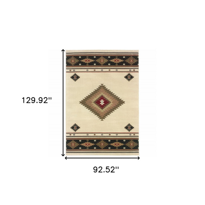 8' x 11' Southwestern Power Loom Stain Resistant Area Rug - Beige