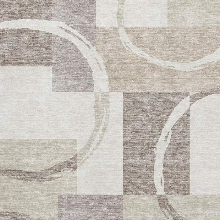 10' X 14' Geometric Washable Area Rug With UV Protection (675084) - Ivory / Beige / Taupe