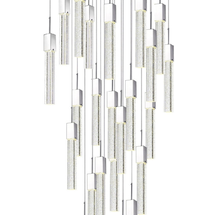 Multi Light Metal Dimmable Chandelier With Shades - Silver / Clear