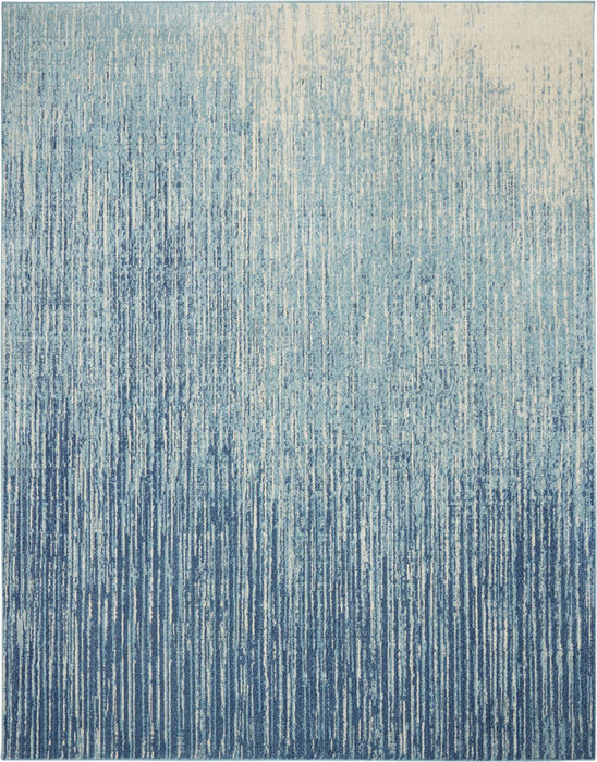 9' X 12' Abstract Power Loom Area Rug (522407) - Blue / Ivory