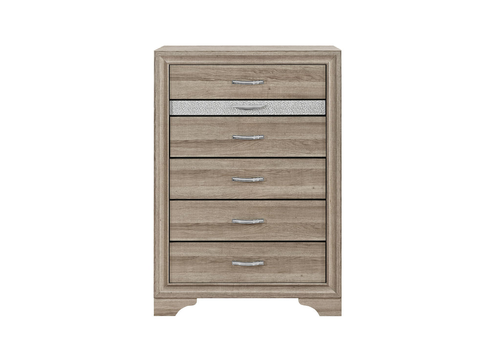Seville - 5 Piece Queen Bedroom Set (Bed, Dresser & Mirror, Nightstand, Chest) - Natural