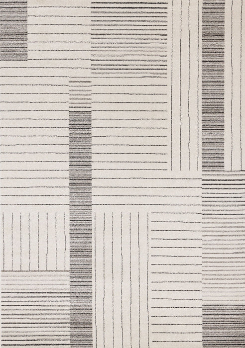 8' X 11' Striped Area Rug (661279) - Ivory / Black