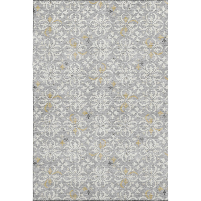 10' X 14' Floral Washable Area Rug With UV Protection (673933) - Gray / Ivory
