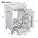 Giga bathroom vanity with ceramic sink, soft-close drawers, door organizer, divider drawer, and adjustable foot pads.