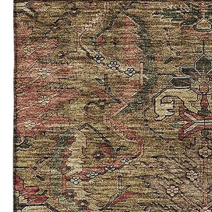 10' X 14' Damask Washable Area Rug With UV Protection (683866) - Brown / Gray
