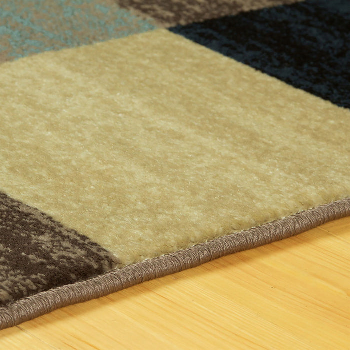 9' x 12' Geometric Power Loom Stain Resistant Area Rug - Majolica Blue