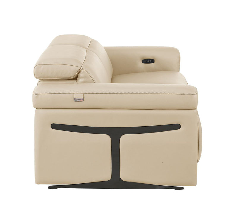 Italian Leather Power Reclining Loveseat (720483) - Cream / Black
