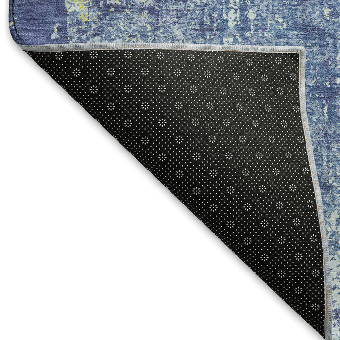10' X 14' Abstract Washable Area Rug With UV Protection (693390) - Navy Blue / Lime Green