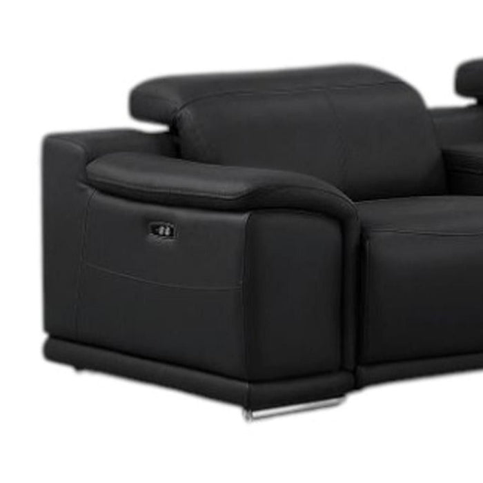 Leather Modular L Shaped Eight Piece Corner Sectional With Console - Black