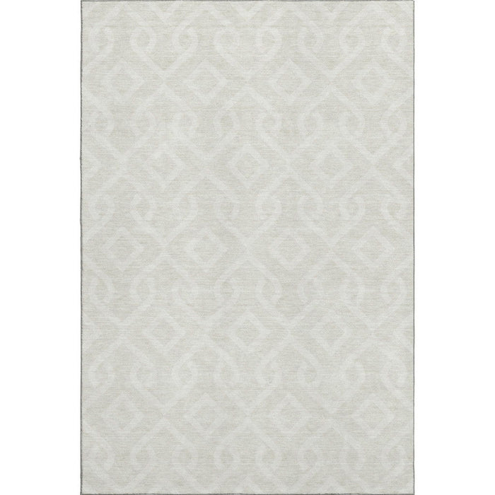10' X 14' Geometric Washable Area Rug With UV Protection (652521) - Ivory / Beige