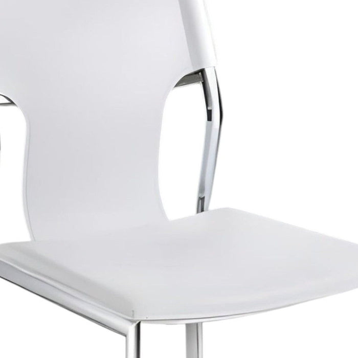 Leather Dining Side Chairs (Set of 4) - White / Silver