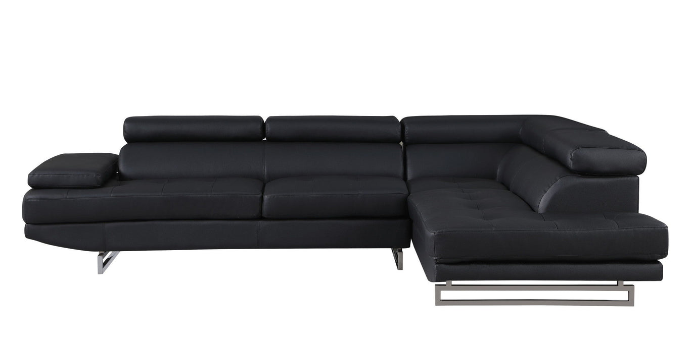 Leather L Shaped 2 Piece Corner Sectional - Black