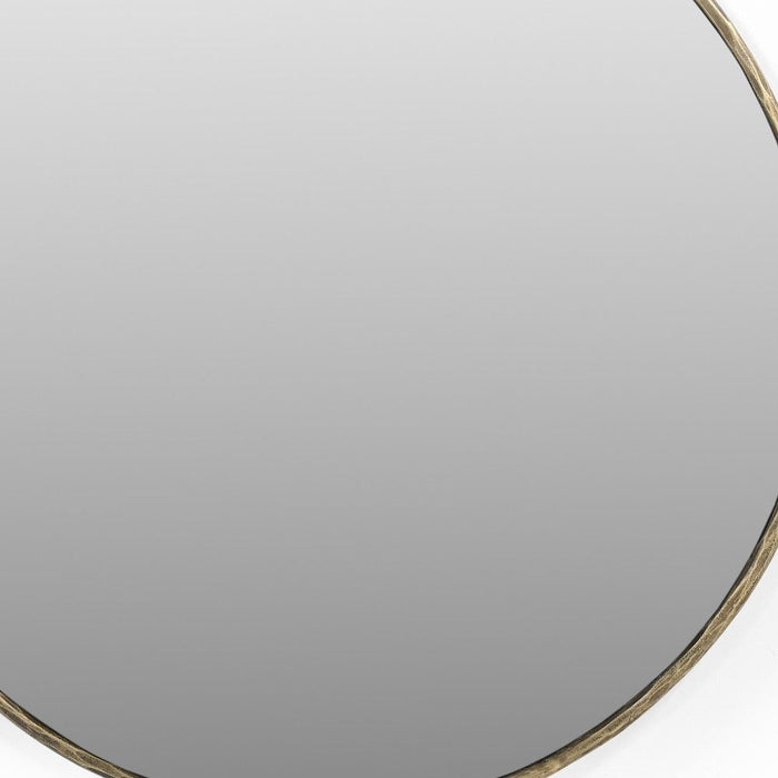 36" Round Iron Framed Accent Mirror - Brass