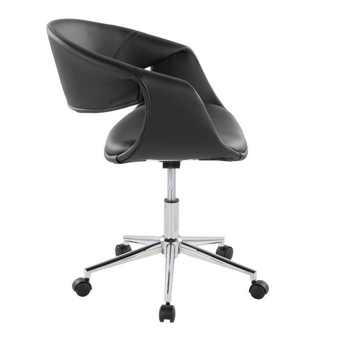 Curvo - Upholstered 5-Star Task Chair - Chrome Metal Base