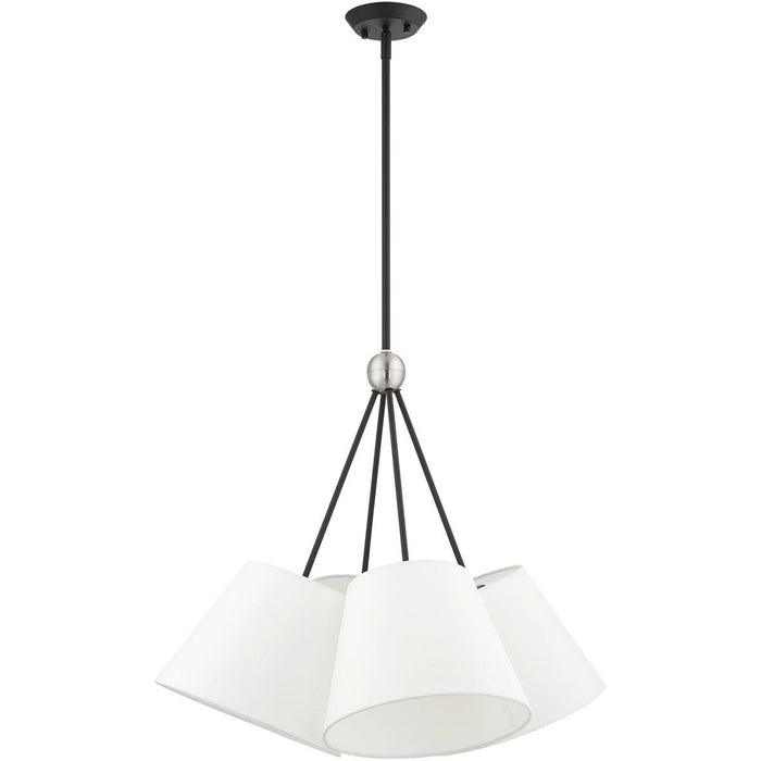 26" Four Light Dimmable Chandelier With Shades - Black