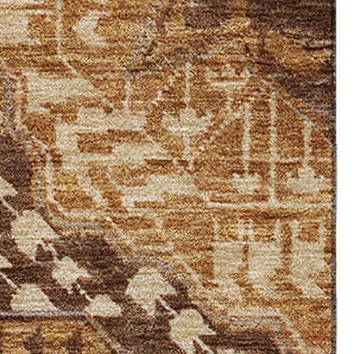 10' X 14' Diamond Washable Area Rug With UV Protection (708253) - Copper / Beige / Gray