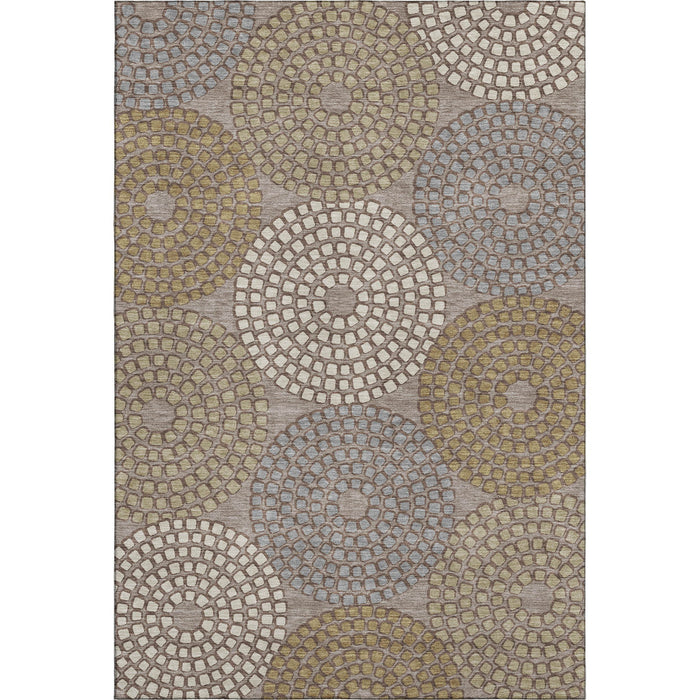10' X 14' Geometric Washable Area Rug With UV Protection (670153) - Taupe / Beige / Gray