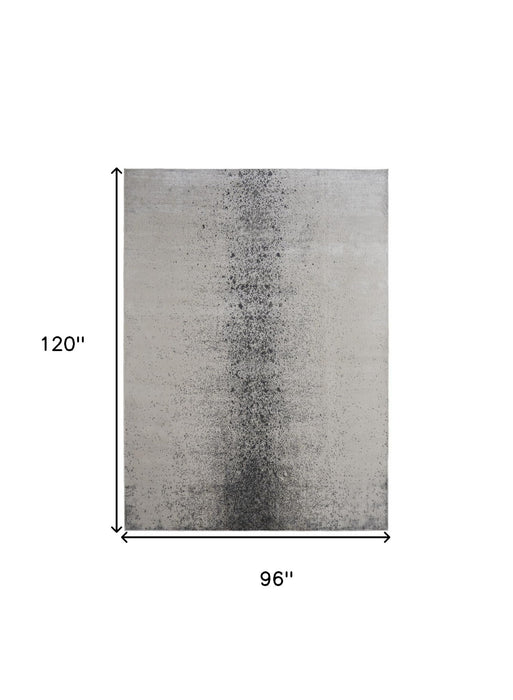 8' x 10' Abstract Power Loom Area Rug - Ivory Gray And Black