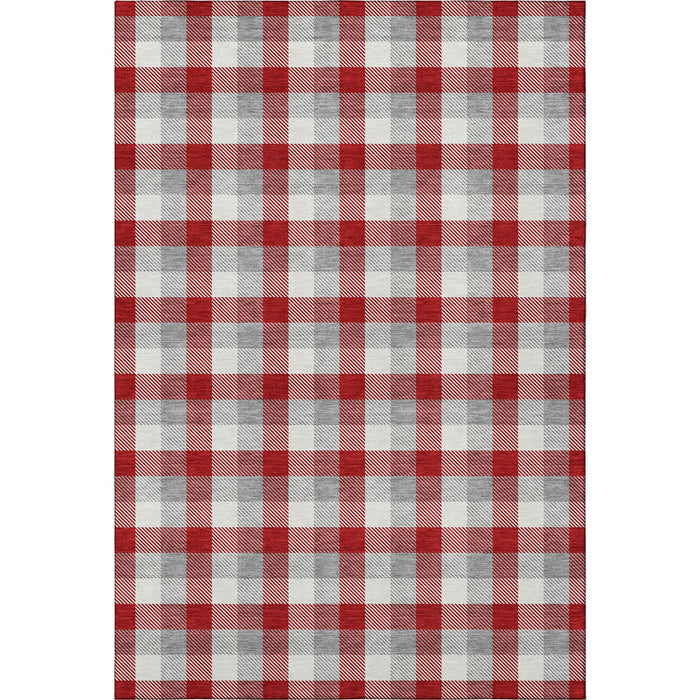 10' X 14' Plaid Washable Area Rug With UV Protection (682583) - Red / Gray / Ivory