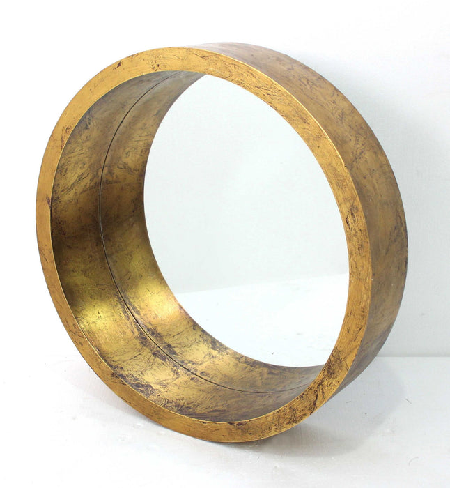 36" Round Solid Framed Accent Mirror - Gold