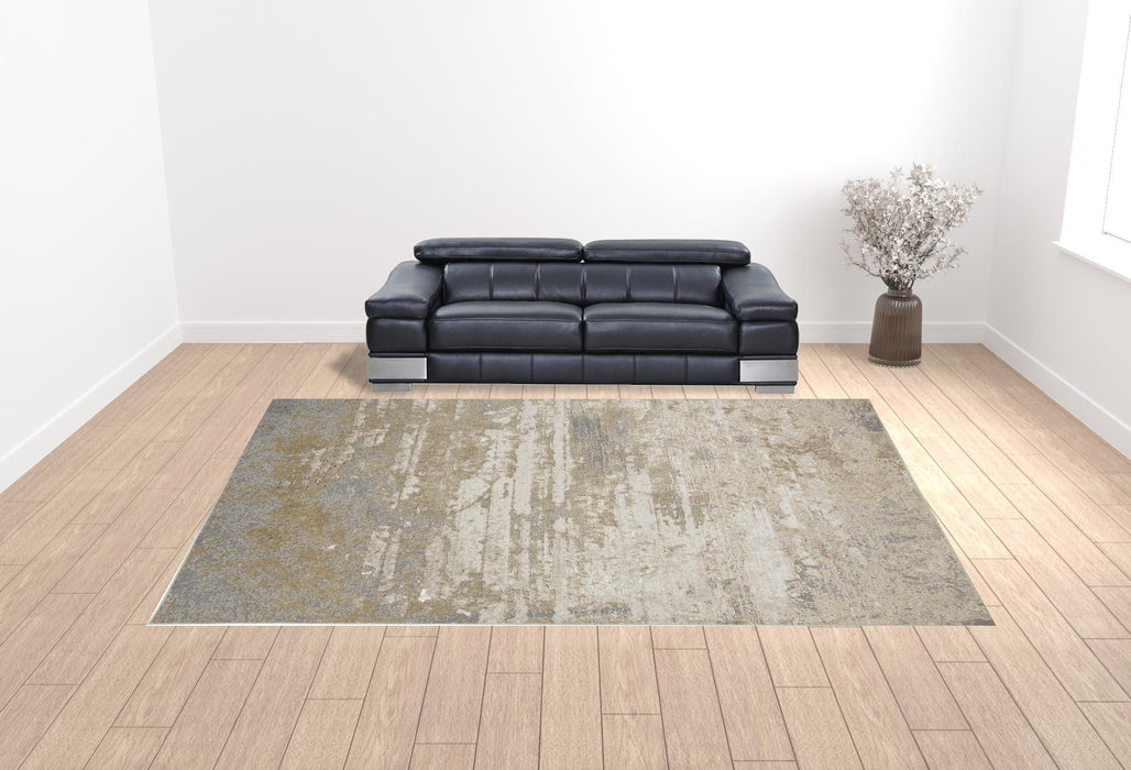 12' x 15' Abstract Area Rug - Ivory Gold And Gray