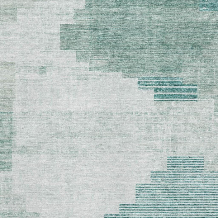 10' X 14' Geometric Washable Area Rug With UV Protection (704951) - Teal / Ivory