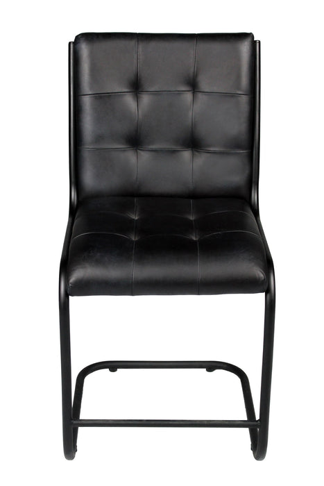 Tufted Upholstered Leather Dining Side Chair - Black
