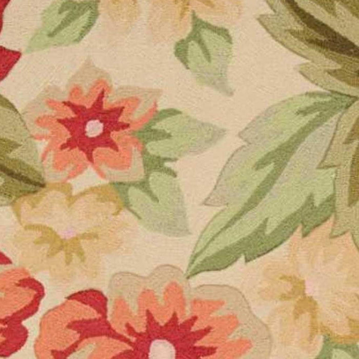 8' Botanical Leaves Hand Carved Handmade Runner Rug (552604) - Cream