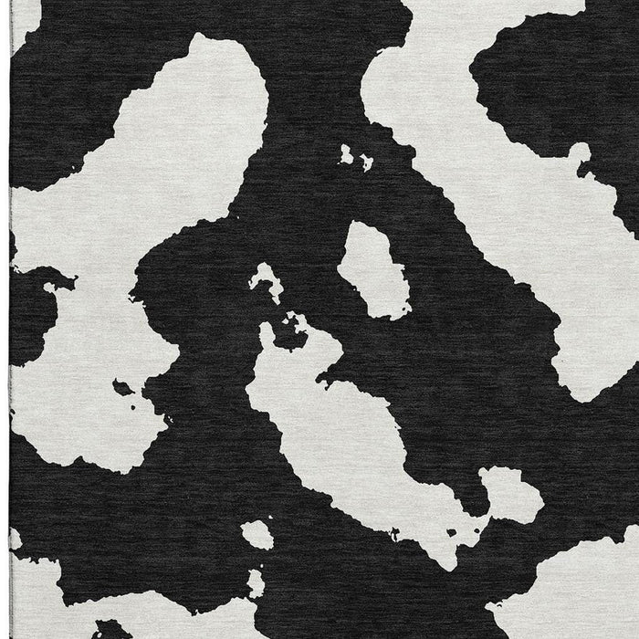 10' X 14' Abstract Washable Area Rug With UV Protection (677004) - Black / Ivory