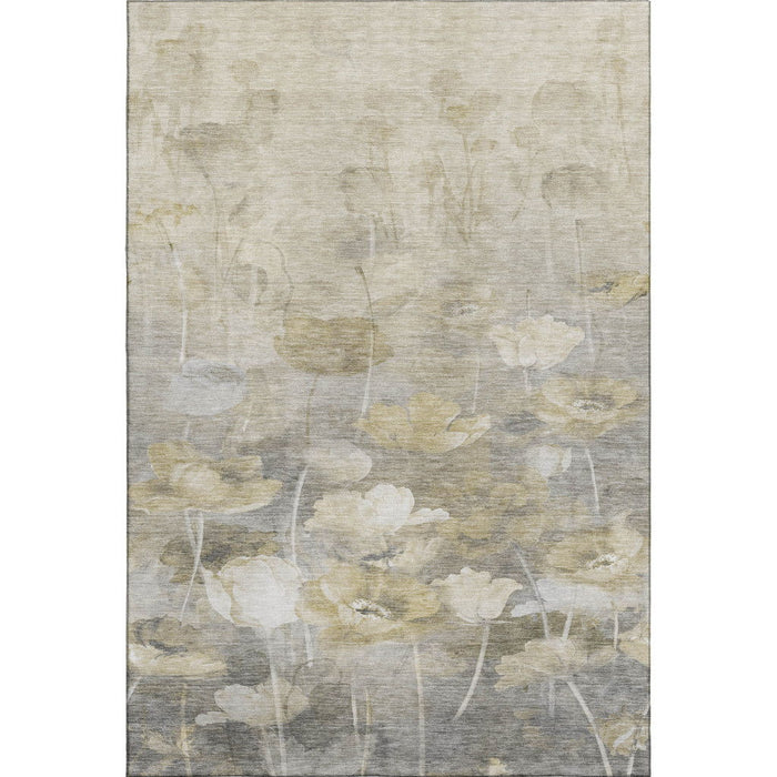 10' X 14' Floral Washable Area Rug With UV Protection (651262) - Beige / Gray / Ivory