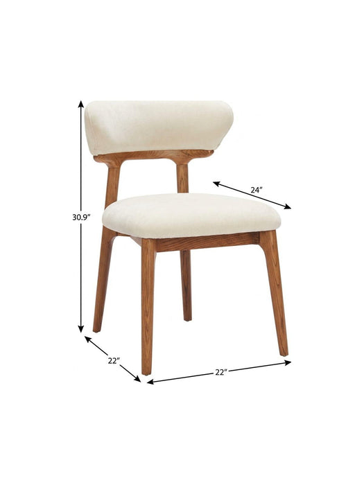Upholstery Solid Wood Open Back Dining Side Chairs (Set of 2) - White / Brown