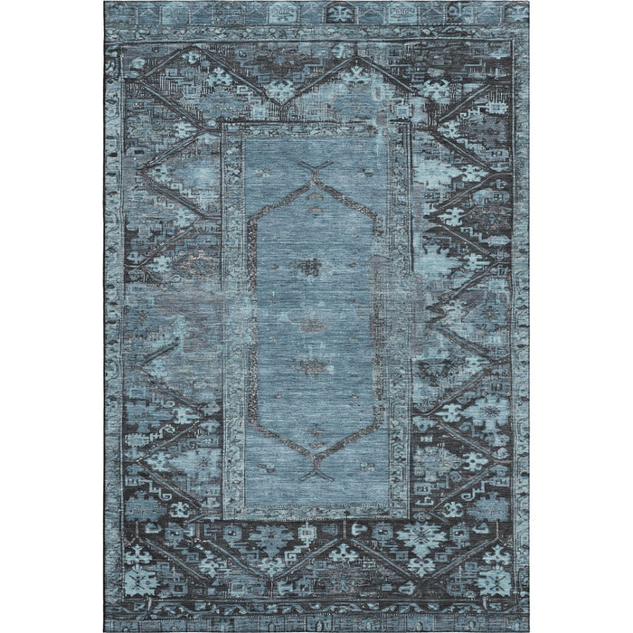 10' X 14' Oriental Washable Area Rug With UV Protection (699316) - Blue / Charcoal