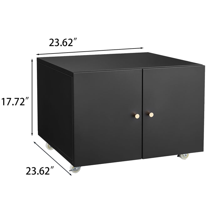 Giga office copier cabinet with two steel doors, mobile pedestal stand for printer and file storage in a modern workspace.
