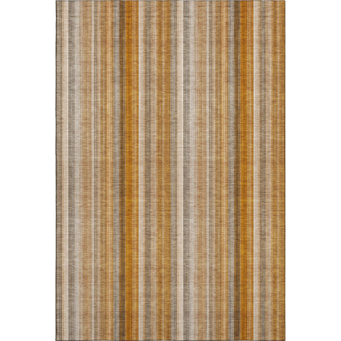 10' X 14' Striped Washable Area Rug With UV Protection (648400) - Rust / Gray