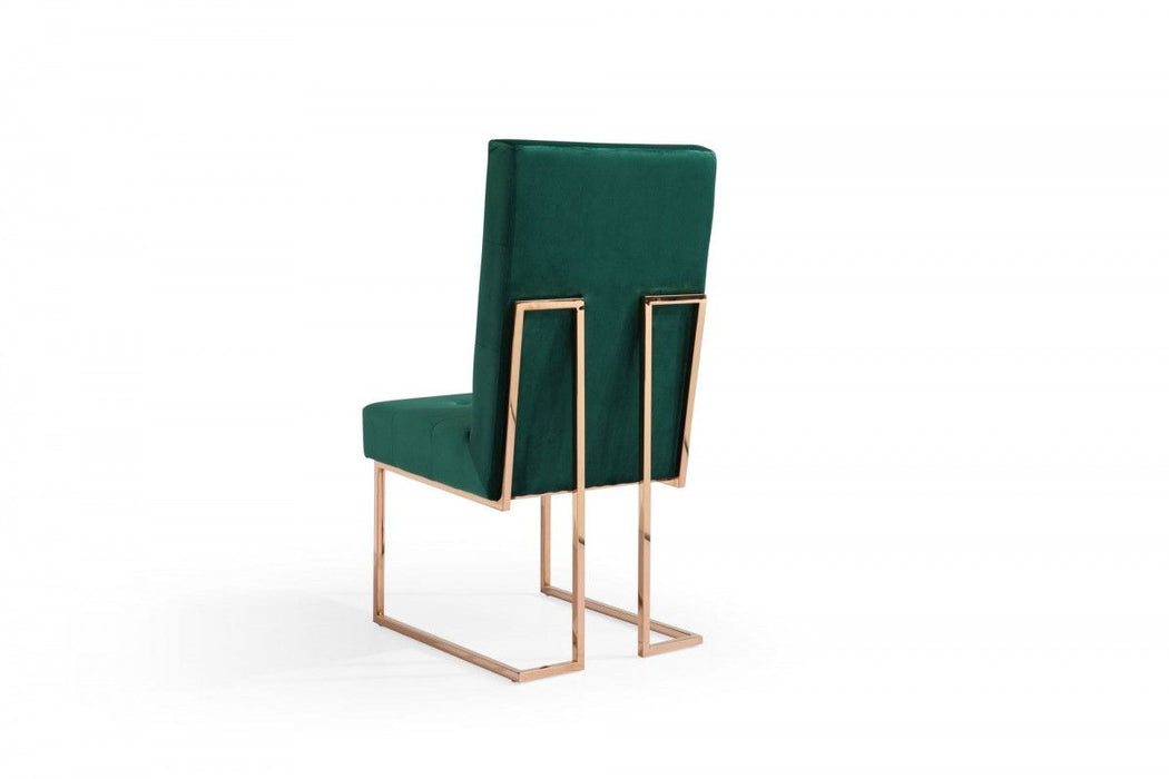 Tufted And Rose Upholstered Velvet Dining Side Chairs (Set of 2) - Green