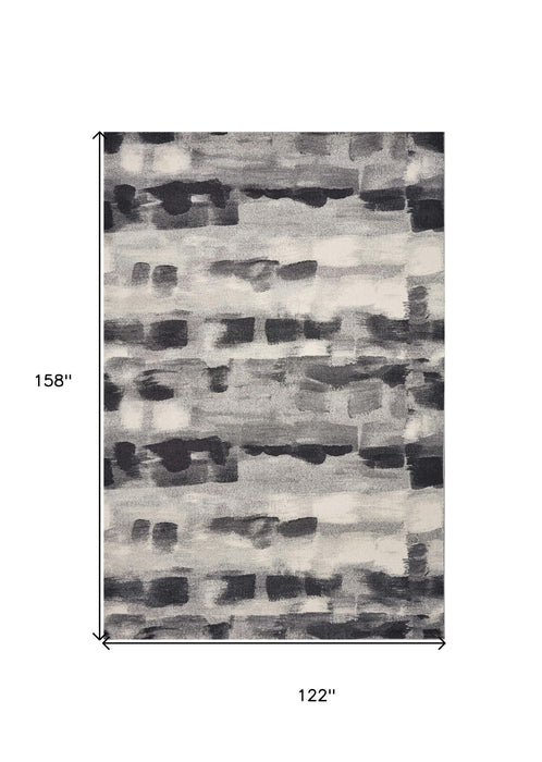 10' x 13' Machine Woven Abstract Brushstroke Indoor Area Rug - Shades Of Gray