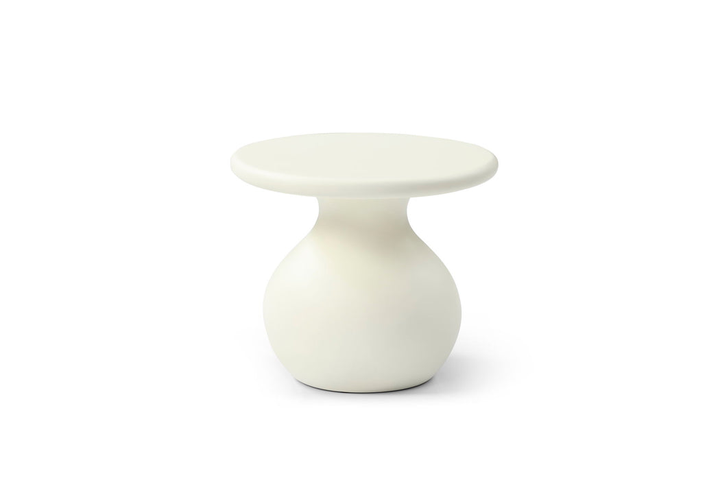 Fiber Glass Round Curvaceous Pedestal End Table - Beige