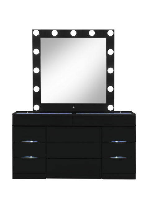 Ella - Vanity Set With Storage Stool - Black