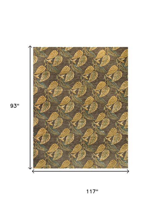 8' X 10' Floral Hand Knotted Area Rug (744249) - Brown / Gold / Gray