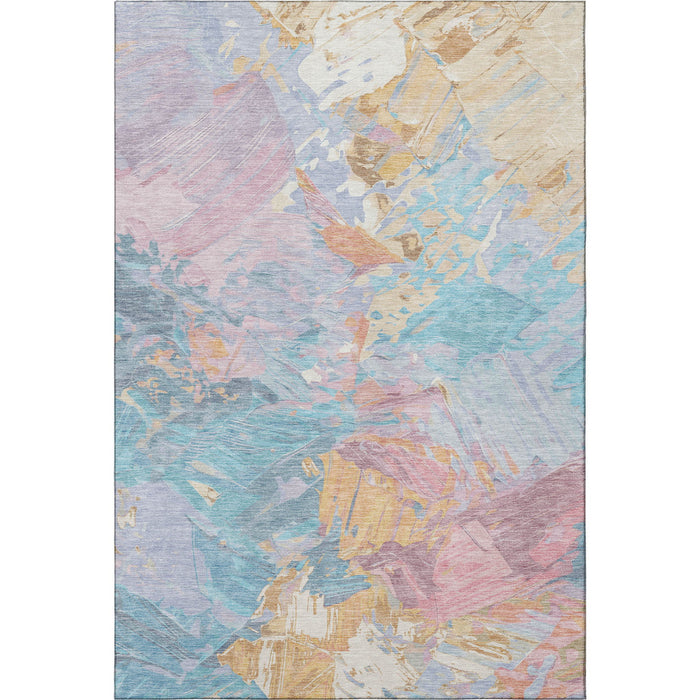 10' X 14' Abstract Washable Area Rug With UV Protection (697992) - Teal / Gold / Pink