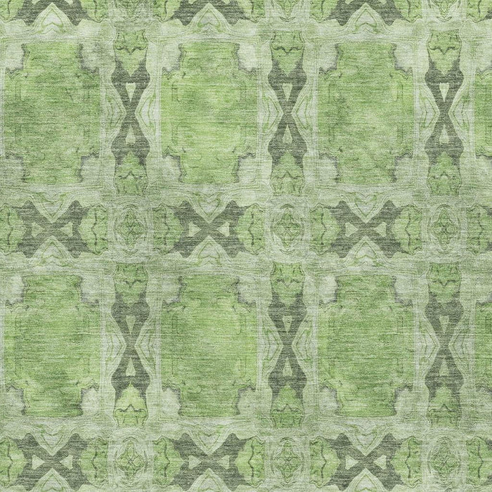 10' X 14' Floral Medallion Washable Area Rug With UV Protection (649492) - Green / Gray / Ivory