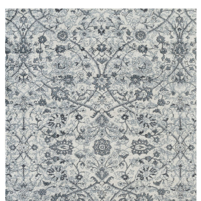 9' x 12' Floral Power Loom Area Rug - Charcoal And Gray