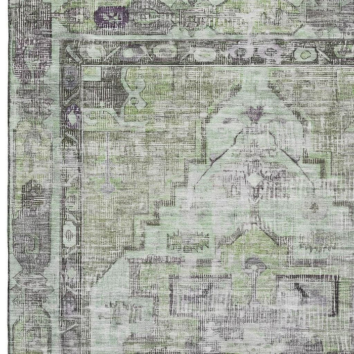 10' X 14' Oriental Washable Area Rug With UV Protection (699376) - Artichoke Green / Charcoal / Ivory