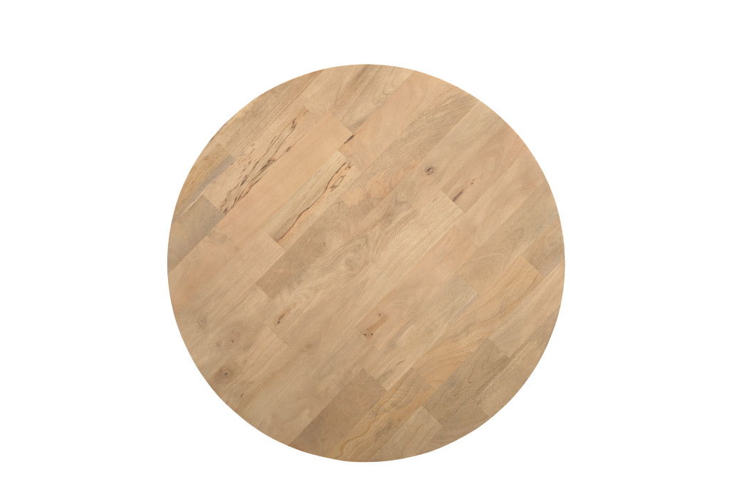 24" Solid Wood Round Cross Leg End Table - Beige