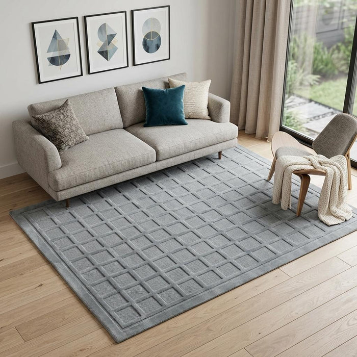5' X 8' Wool Geometric Hand Knotted Area Rug (744160) - Gray / Blue