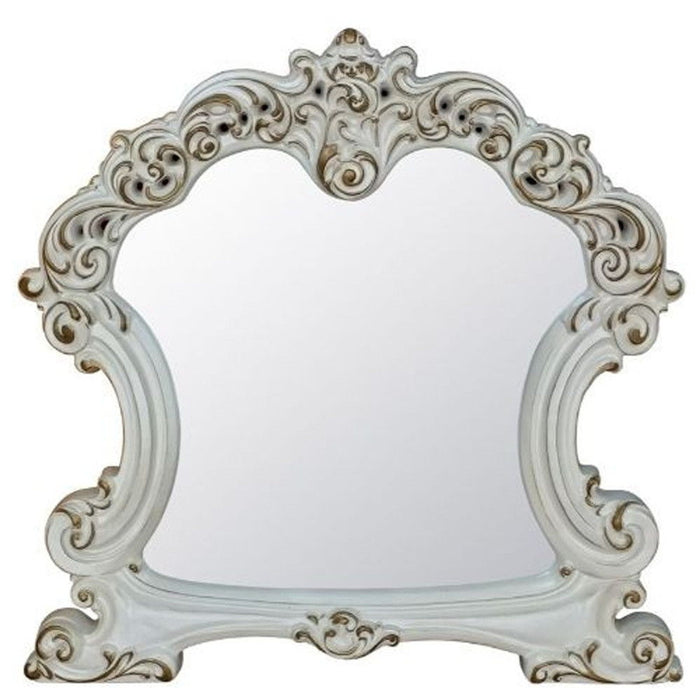 45" Abstract Framed Mounted Dresser Mirror - White