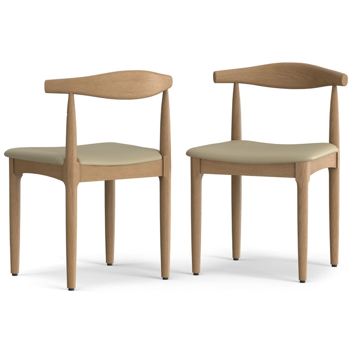 Solid Wood Dining Parsons Chairs (Set of 2) - Cream / Natural