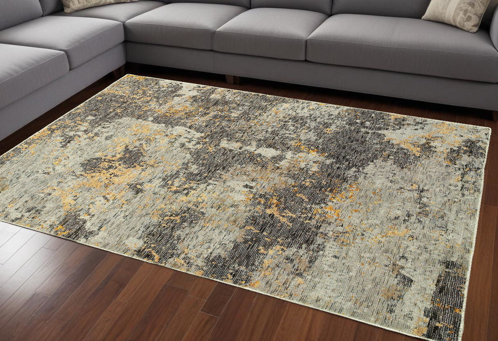7.9' x 11.3' Abstract Power Loom Area Rug - Gray And Ivory